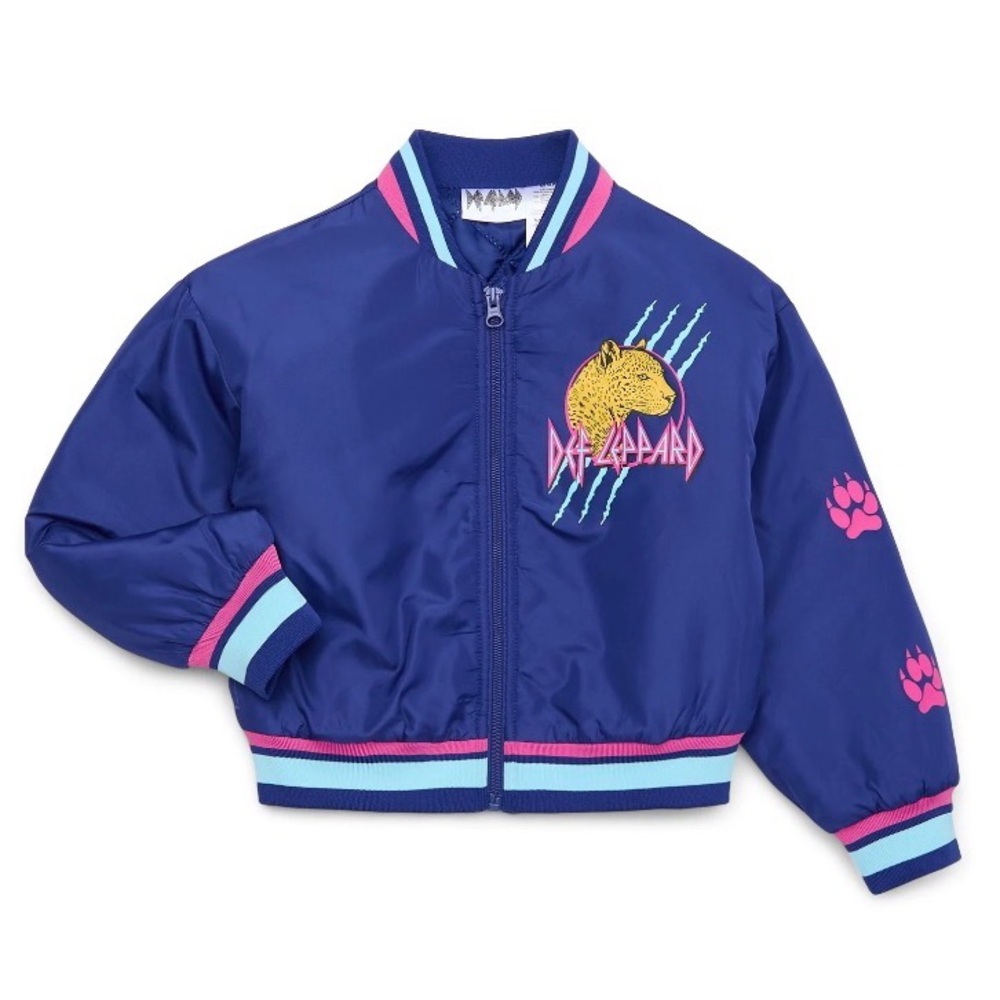 NWOT Kids Def Leppard Blue Bomber Jacket